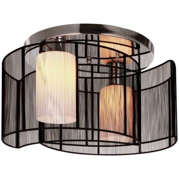 Homcom Metal Ceiling Light Chandelier, Φ40x25h Cm, Chrome/fabric-black