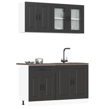 Vidaxl 4 Piece Kitchen Cabinet Set Kalmar Black Engineered Wood