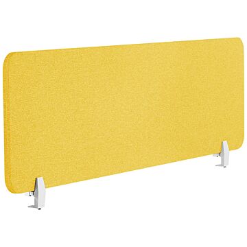 Desk Screen Yellow Pet Board Fabric Cover 180 X 40 Cm Acoustic Screen Modular Mounting Clamps Home Office Beliani