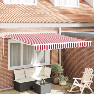 Vidaxl Manual Retractable Awning Red And White Stripe 350x250 Cm