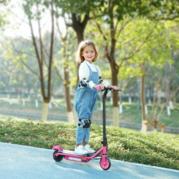 Aiyaplay Electric Scooter For Kids Ages 6-14, With Dual Brakes, Flash Wheel And Colourful Light, Kids Electric Scooter E Scooter, Up To 12 Km/h & 10 Km, Pink