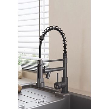 Stainless Steel Kitchen Faucet With Pull Down Spring Spout And Pot Filler