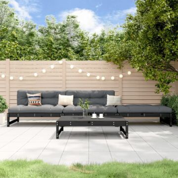 Vidaxl 4 Piece Garden Lounge Set Black Solid Wood Pine