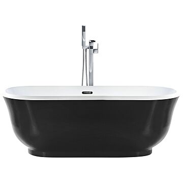 Freestanding Bath Black Sanitary Acrylic Oval Single 170 X 77 Cm Modern Design Beliani