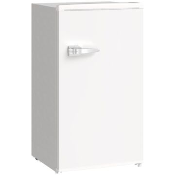 Homcom Under Counter Fridge, 85l Small Retro Refrigerator With Chiller Box, Adjustable Thermostat, Glass Shelves, White