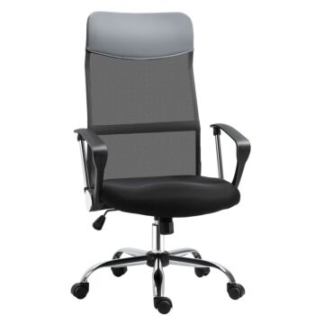 Homcom Ergonomic Office Chair Mesh Chair With Adjustable Height Tilt Function Black