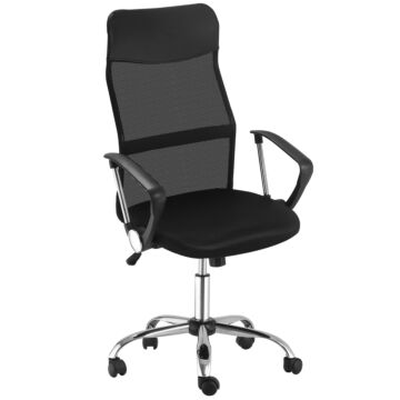 Homcom Ergonomic Office Chair Mesh Chair With Adjustable Height Tilt Function Black