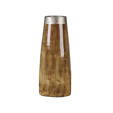 Decorative Vase Dark Wood Terracotta Elegant Beliani
