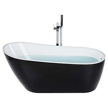 Freestanding Bath Black Sanitary Acrylic 170 X 78 Cm Oval Design Beliani