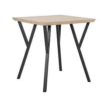 Dining Table Light Wood Top Black Metal Legs 70 X 70 Cm 4 Seater Square Industrial Beliani