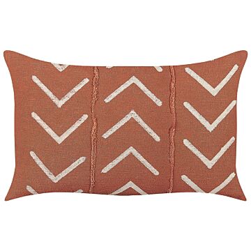 Decorative Cushion Orange Cotton 35 X 55 Cm Geometric Pattern Boho Decor Accessories Beliani