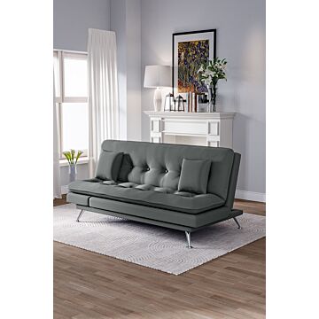 Grey Button Tufted Flannel Upholstered Sofa Bed, Two Conversion Methods