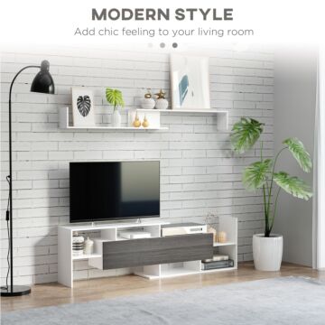 Homcom Tv Unit With Storage For Wall-mounted 65