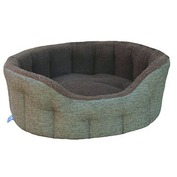 P&l Premium Oval Drop Fronted Heavy Duty Basket Weave Fleece Lined Softee Bed Size Jumbo Internal L97cm X W74cm X H25cm / Base Cushion 8cm Thickness
