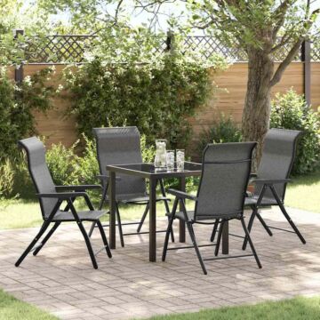 Vidaxl 5 Piece Garden Dining Set Grey Poly Rattan