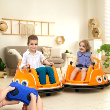 Aiyaplay Angry Bird Licensed Waltzer Car, 12v Kids Bumper Car W/ Joysticks, Remote, Music Led Lights - Orange