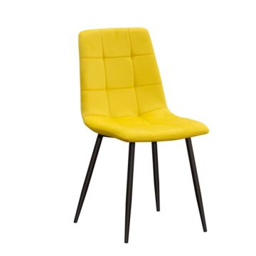 Yellow Fabric Chair Black Metal Legs