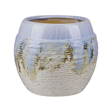 Flower Vase Multicolour Stoneware 19 Cm Watercolour Effect Glam Style Home Decor Beliani