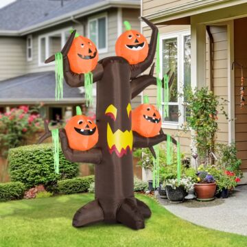 Homcom Next Day Delivery Halloween Inflatable Decoration Ghost Tree, 2.4m, 6 Led Lights