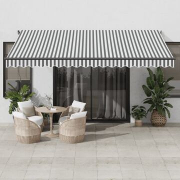 Vidaxl Manual Retractable Awning Anthracite&white 450x300 Cm