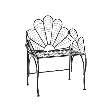 Garden Accent Chair Black Iron With Armrests Outdoor Vintage Retro Style Beliani