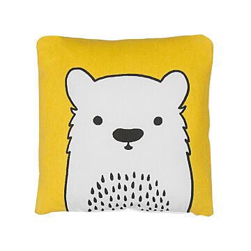 Kids Cushion Yellow Fabric Bear Image Pillow With Filling Soft Children's Toy Beliani