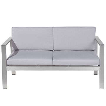 Garden Sofa Light Grey Aluminium Frame Outdoor 2 Seater With Cushions Beliani
