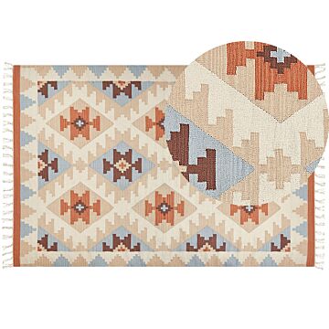 Kilim Area Rug Multicolour Cotton 200 X 300 Cm Reversible Geometric Pattern Rectangular Traditional Beliani