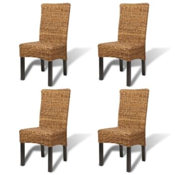Vidaxl Dining Chairs 4 Pcs Abaca And Solid Mango Wood