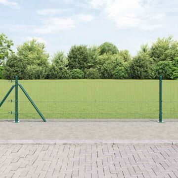 Vidaxl Welded Wire Fence With 13 Flanged Posts Green 0,4x100 M Steel
