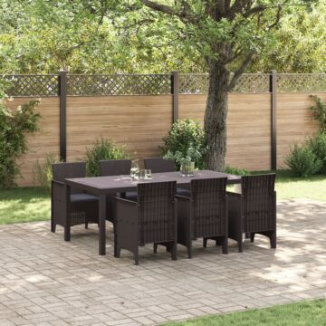 Vidaxl Garden Dining Set 7 Piece Set Dark Brown Polypropylene Durable