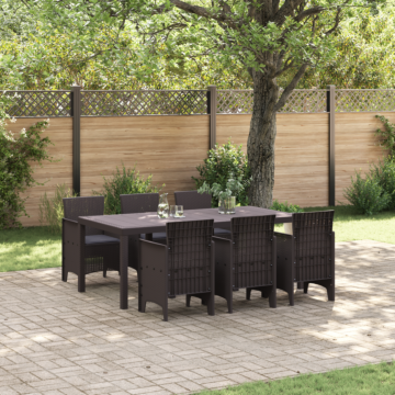 Vidaxl Garden Dining Set 7 Piece Set Dark Brown Polypropylene Durable
