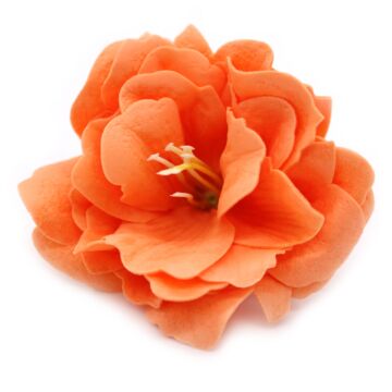 Craft Soap Flowers - Small Peony - Orange - Pack Of 10
