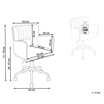Office Chair Blue Velvet With Armrests Cut-out Backrest Adjustable Height Tufted Back Black Metal Starbase Beliani