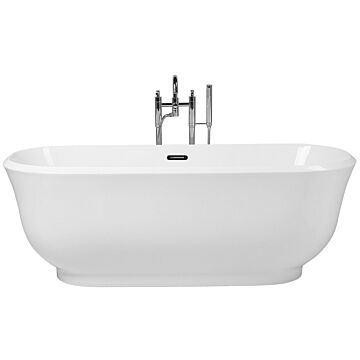 Freestanding Bath White Sanitary Acrylic Oval Single 170 X 77 Cm Modern Design Beliani