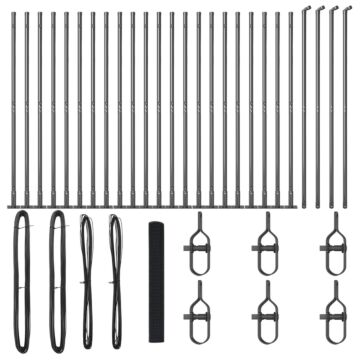 Vidaxl Welded Wire Fence With 13 Flanged Posts Grey 1.2x50 M Steel