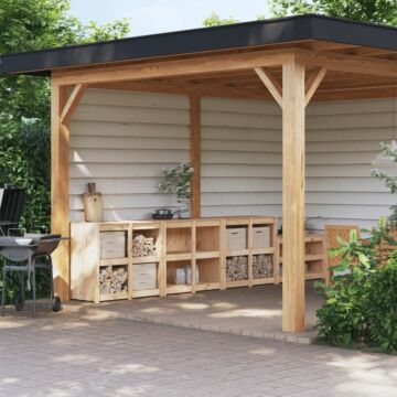 Vidaxl Outdoor Kitchen Cabinets 3 Pcs Solid Wood Pine