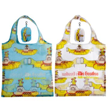Handy Fold Up Yellow Submarine Shopping Bag With Holder