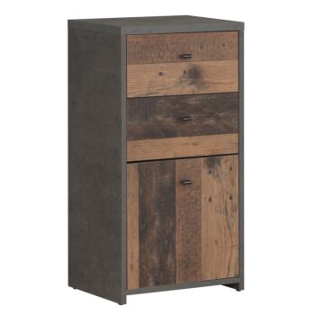 Best Chest Storage Cabinet 2 Drawers 1 Door In Concrete Optic Dark Grey/old - Wood