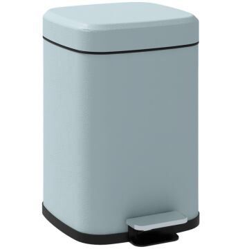 Homcom 12 Litre Pedal Bin, Fingerprint Proof Kitchen Bin With Soft-close Lid, Metal Rubbish Bin With Foot Pedal And Removable Inner Bucket, Light Green
