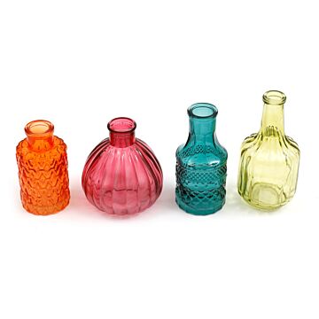 Set Of Four Boho Posy Vase Bottles