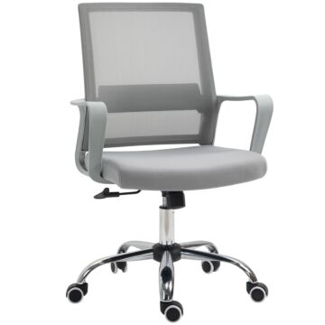 Vinsetto Ergonomic Desk Chair Mesh Office Chair With Adjustable Height Armrest And 360° Swivel Castor Wheels Grey