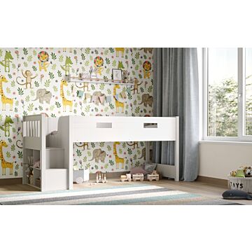 Flair White Charlie Staircase Mid Sleeper Cabin Bed