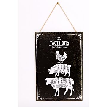 The Tasty Bits Wooden Hanging Plaque In Brown