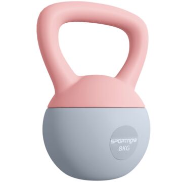 Sportnow 8kg Soft Kettlebell, Kettlebell With Non-slip Handle For Home Gym, Weight Lifting, Strength Training, Pink/grey