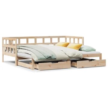 Vidaxl Daybed With Trundle And Drawers 90x190 Cm Solid Wood Pine