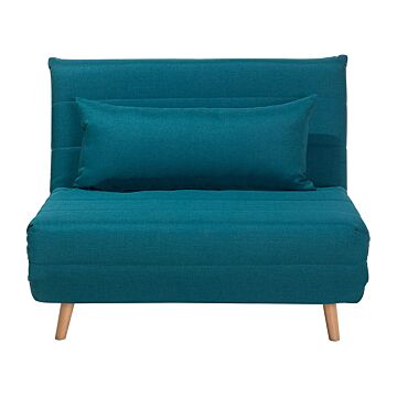 Small Sofa Bed Blue Fabric 1 Seater Fold-out Sleeper Armless Scandinavian Beliani