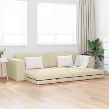 Vidaxl Floor Sofa Bed 2-in-1 Cream 245x150x60.5 Cm Fabric