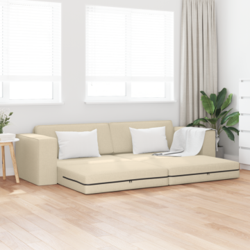 Vidaxl Floor Sofa Bed 2-in-1 Cream 245x150x60.5 Cm Fabric
