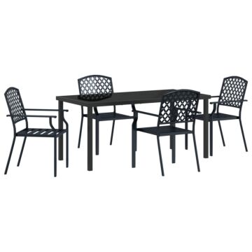 Vidaxl 5 Piece Garden Dining Set Anthracite Steel